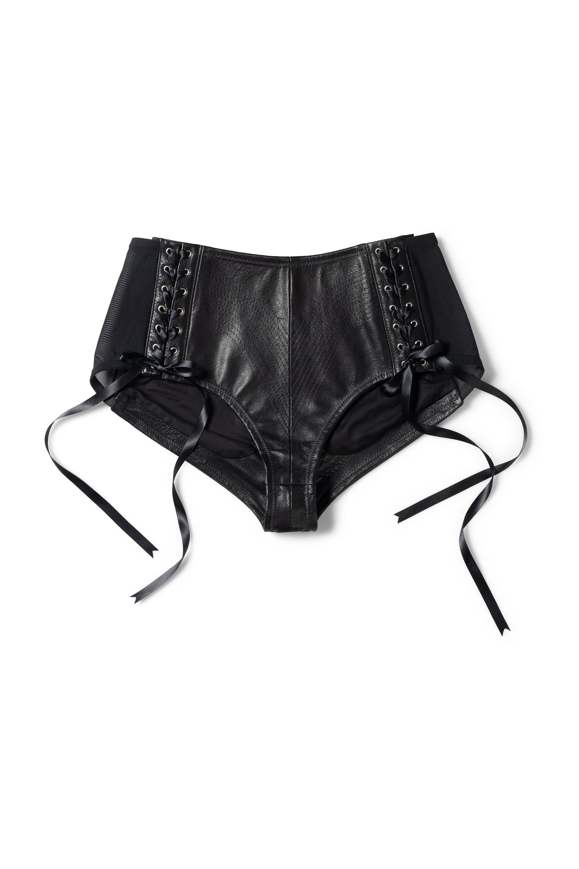 STUCK IN REALITY LEATHER SHORTS - BLACK