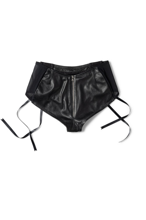 STUCK IN REALITY LEATHER SHORTS - BLACK