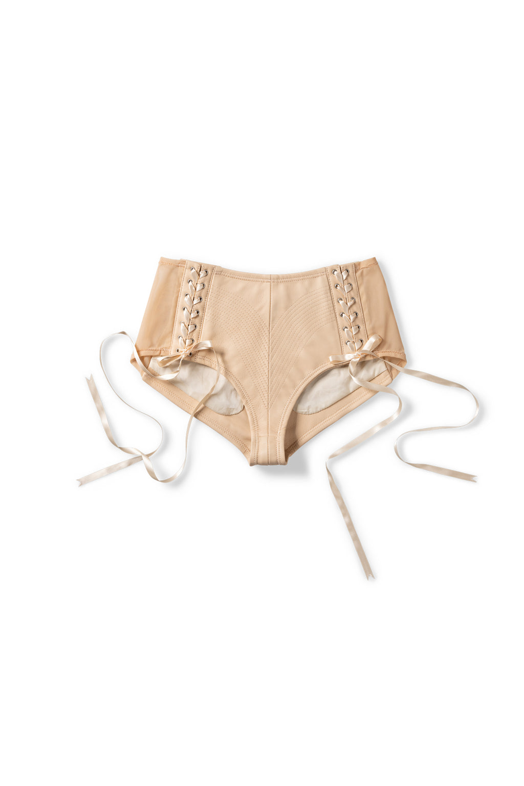 STUCK IN REALITY LEATHER SHORTS - NUDE