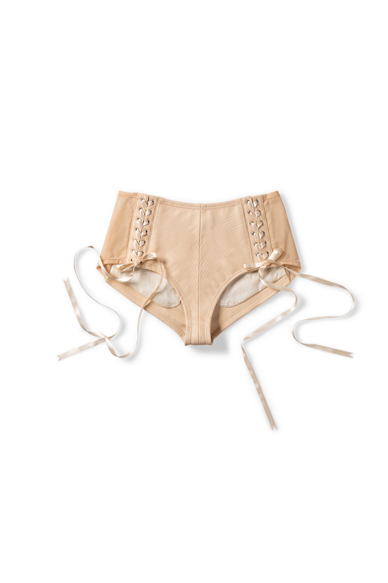 STUCK IN REALITY LEATHER SHORTS - NUDE