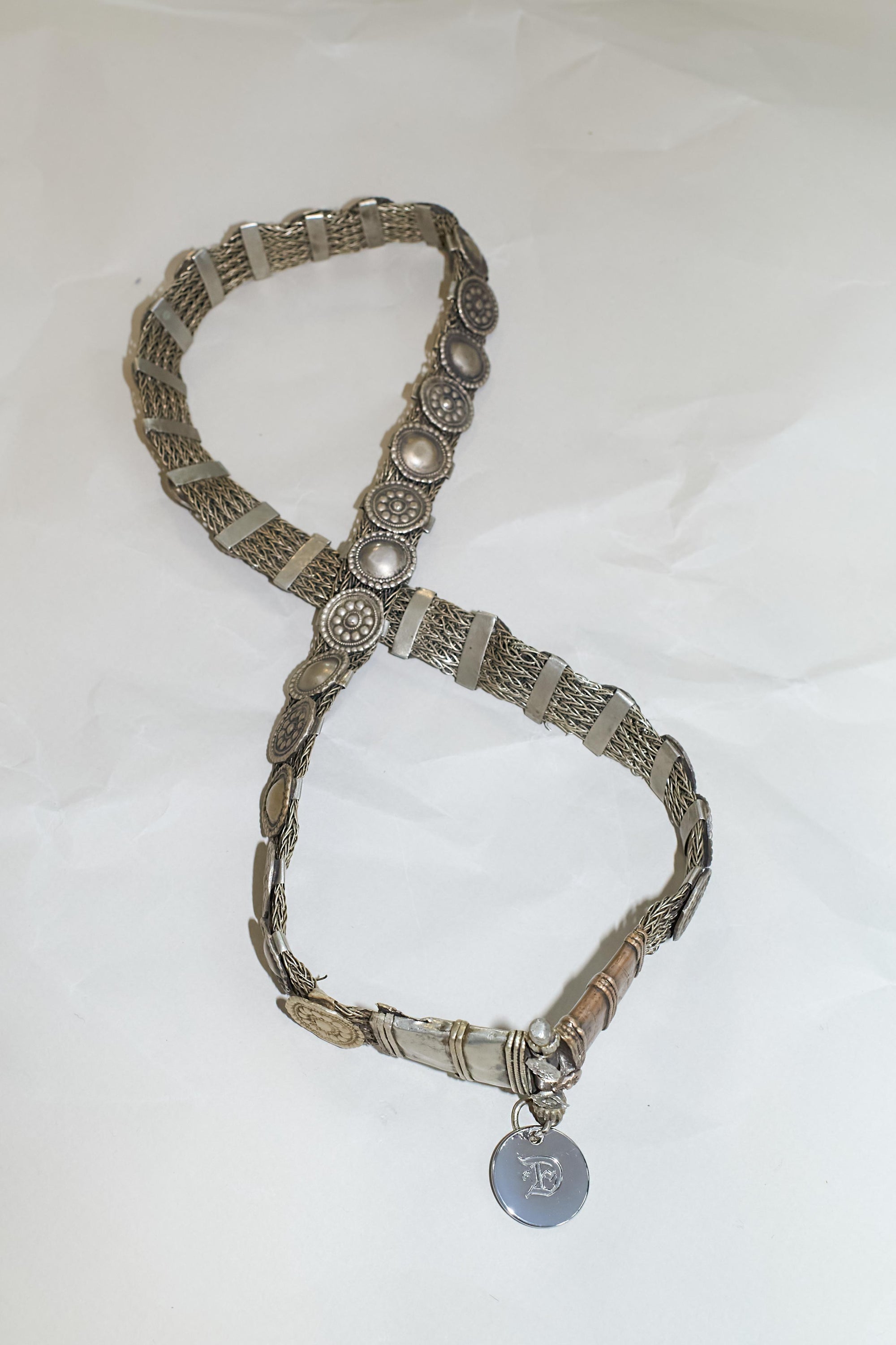 Antique Silver Plated Braided Womens Belt