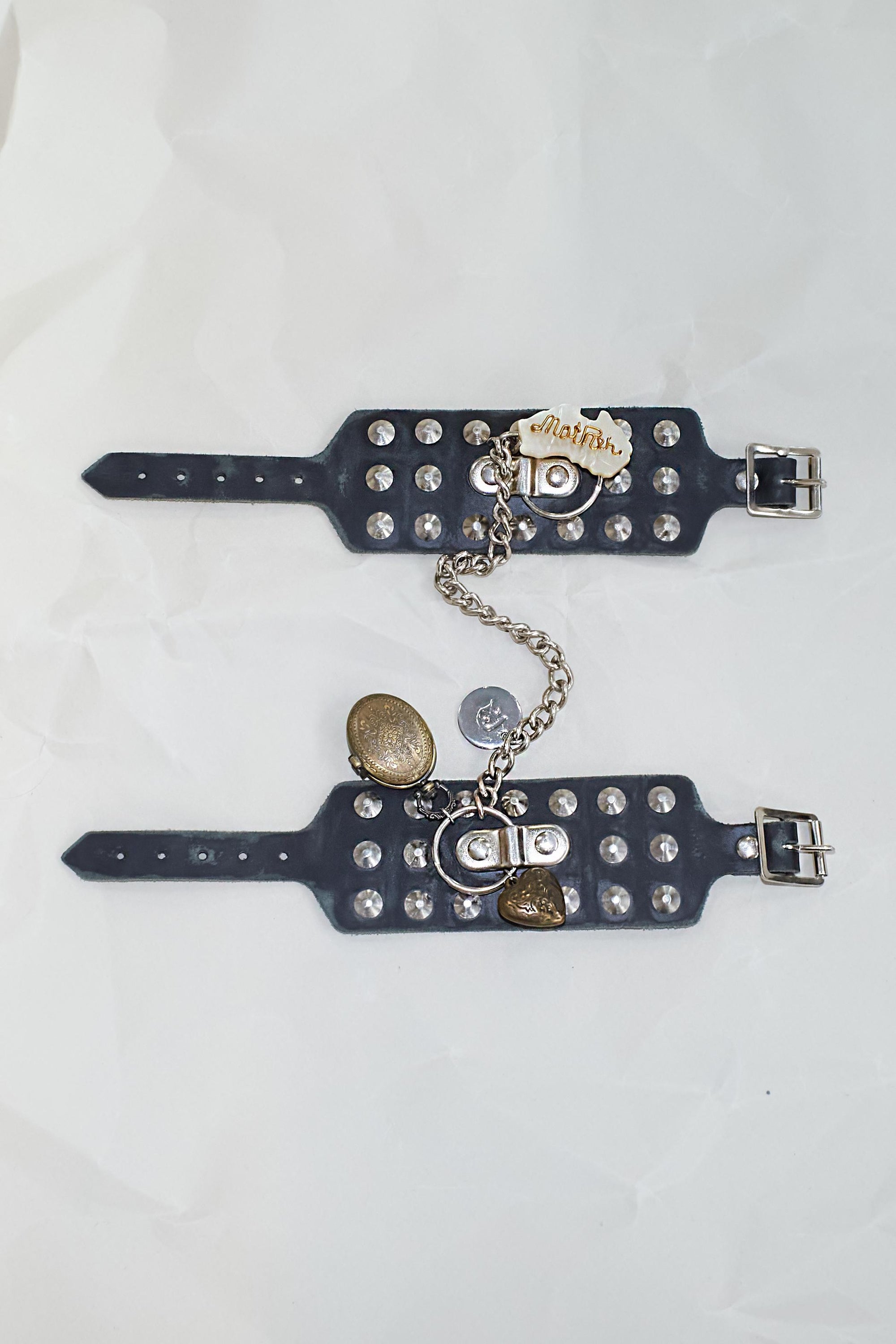 Leather 2 Strap Wristband Bangle